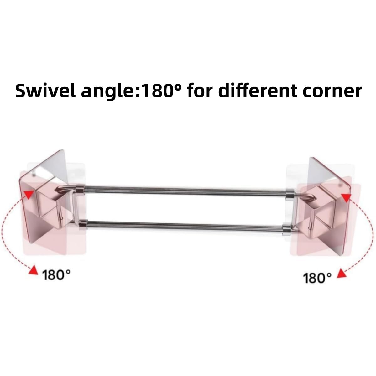 2-Pack Adjustable 180° Stainless Steel RV Shower Corner Storage Bar - Space-Saving Bathroom Organizer for Campers & RVs - Perfect for Holding Toiletries, Shampoo & Soap in Tight Spaces