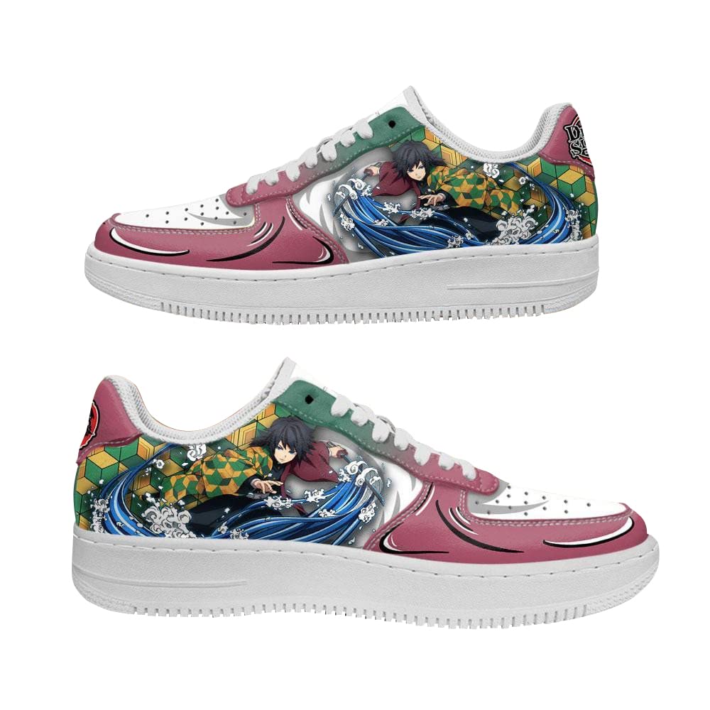 Custom Demon Slayer Tanjiro & Zenitsu Printed Low-Top Basketball Shoes - Anime Cosplay Sneakers for Men & Women - Perfect for Manga Fans, Outdoor Running & Casual Wear