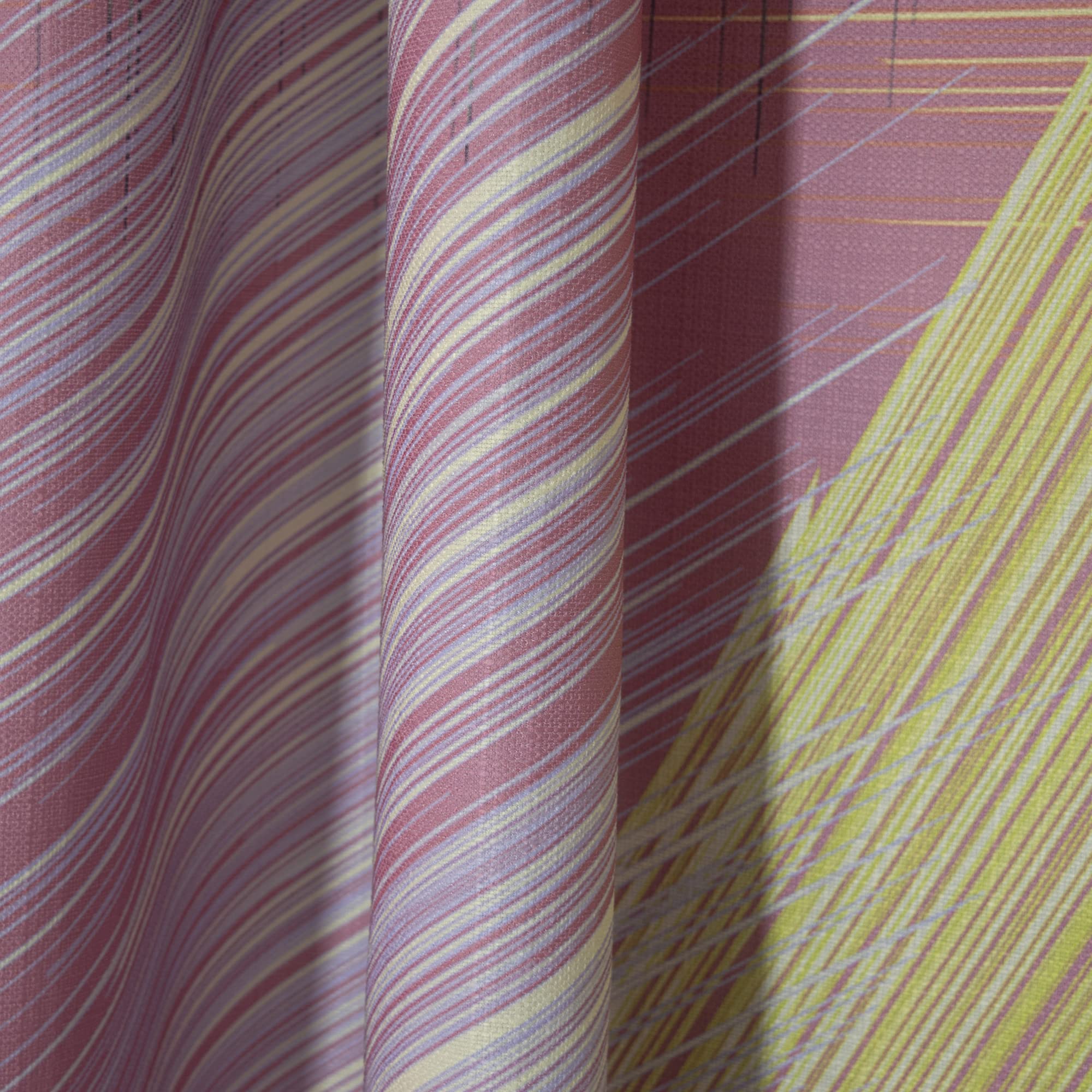 DesignQ Yellow and Pink Striped Thermal Insulated Curtains - 52x120 Inch Single Panel Window Drapes for Bedroom & Living Room - Energy Saving, Blackout, Home Decor