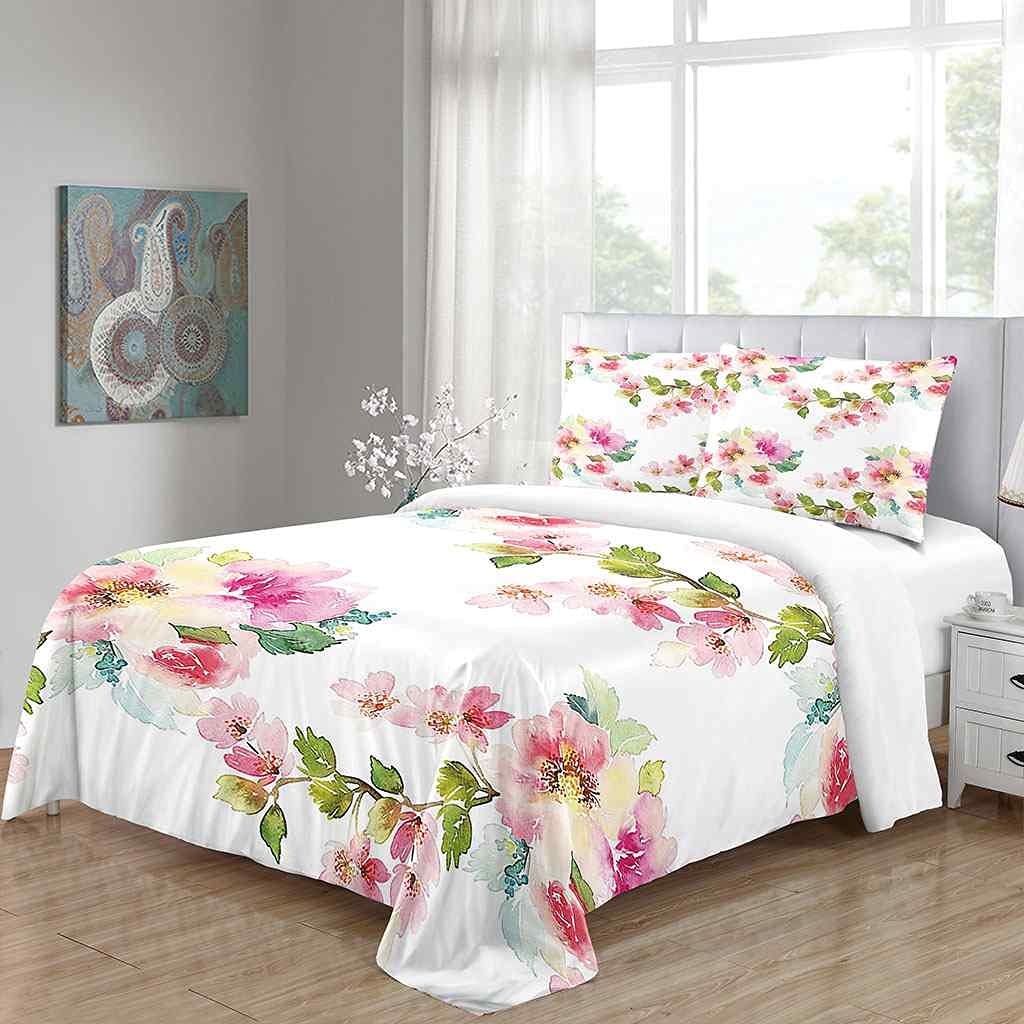Soft Pink Floral Microfiber Duvet Cover Set - California King Size (98x104 inches) with 2 Pillow Shams | Breathable Bedding Set with Zipper Closure | Perfect for Master Bedroom, Guest Room & Cozy Home Decor