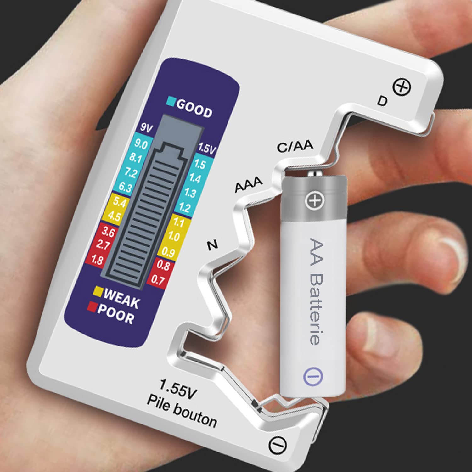 Digital Universal Battery Tester for AA AAA C D N 9V 1.5V Button Mini Batteries - Quick Check for Home, Office, and Travel Use
