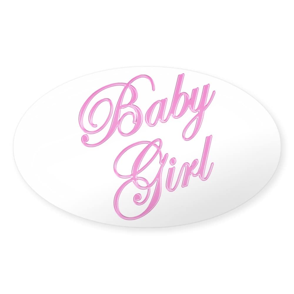 Baby Girl Oval Bumper Sticker - Euro Style Car Decal for Girls - Perfect for Nursery, Car Windows, Laptops & Gift Giving