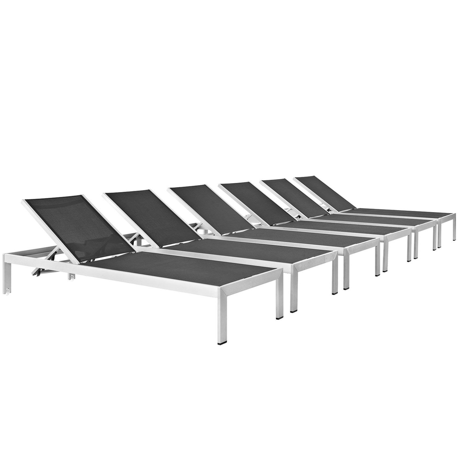 Modern Contemporary Urban Design Outdoor Patio Chaise Lounge Chair - Black Metal Aluminum Frame - Perfect for Balcony, Garden, Poolside & Backyard Relaxation