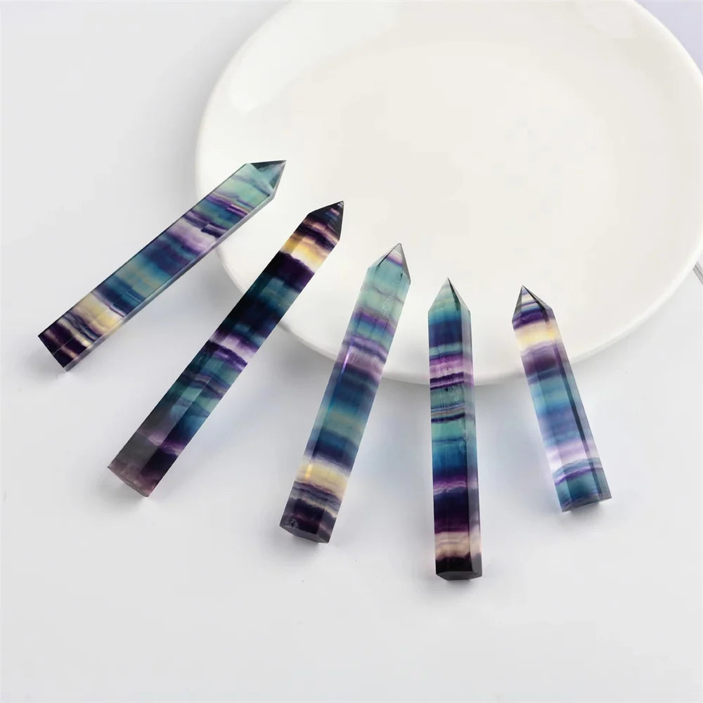 100% Natural Green Purple Fluorite Wand - Healing Crystal Quartz Point Gemstone for Home Decor, Meditation & Energy Healing | Perfect Gift for Spiritual & Wellness Enthusiasts