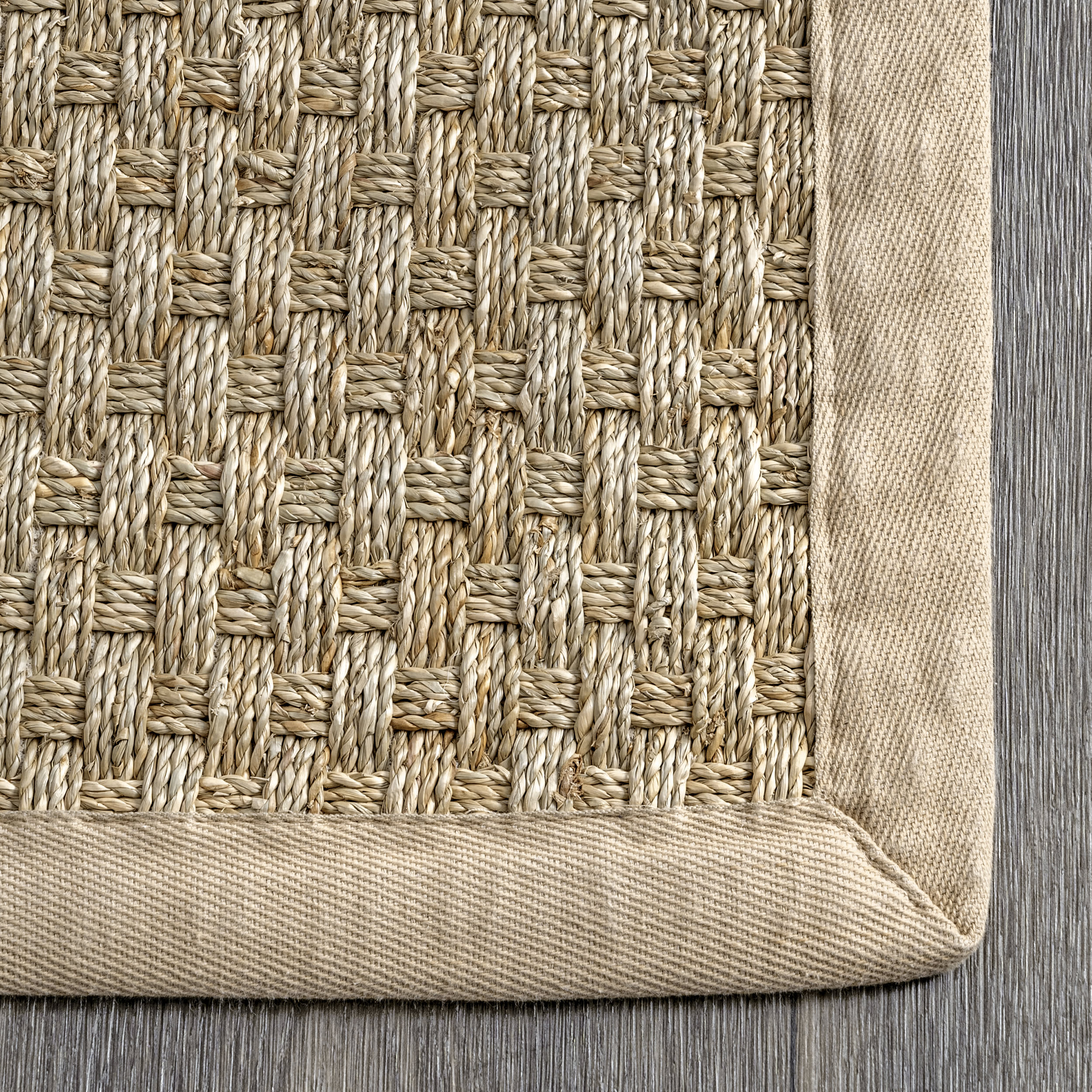 Checker Weave Seagrass Rug - Natural Handwoven Eco-Friendly Floor Mat for Living Room, Bedroom, or Patio Decor