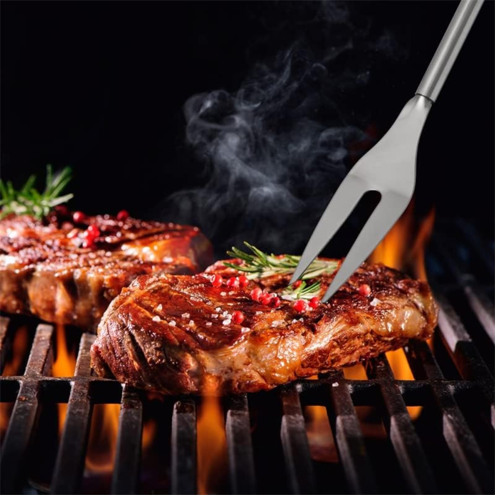 Premium 7-Piece BBQ Grill Tools Set with Rubber Handles - Stainless Steel Grilling Accessories for Outdoor Cooking | Perfect Golf Gifts for Men, Dad & Father's Day | Ideal for Backyard BBQs, Tailgating & Camping Trips