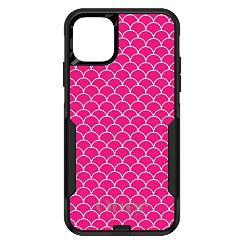 Hot Pink White Scalloped Pattern On Black Case
