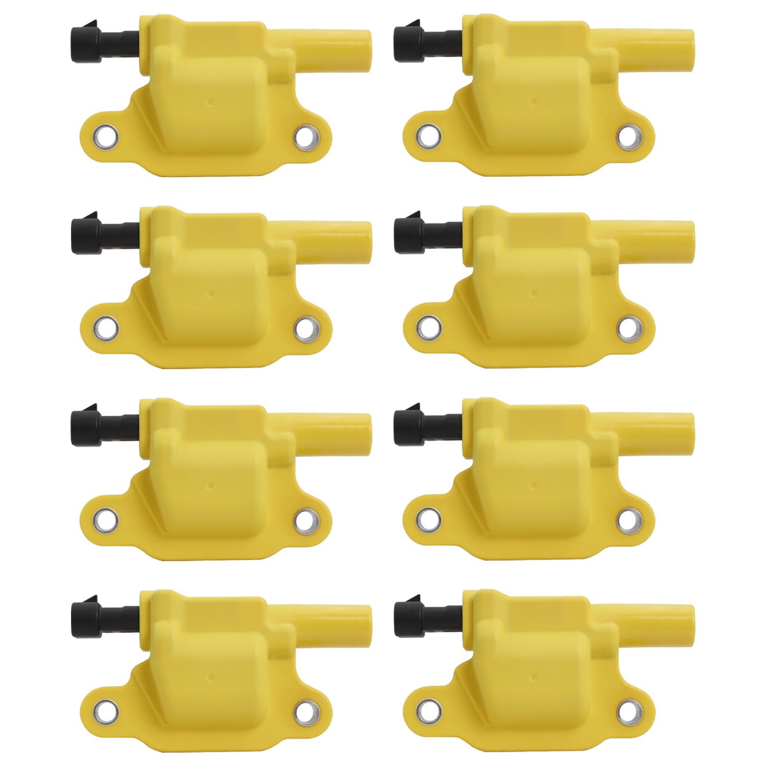 8-Piece Yellow Square Ignition Coil Pack Set - Compatible with Chevy Silverado 1500, Avalanche, Tahoe, Suburban & GMC Yukon, Sierra, G8, Grand Prix, H3 V8 (2007-2011) - Replaces UF413, 12570616 - Perfect for Engine Performance & Tune-Up Maintenance