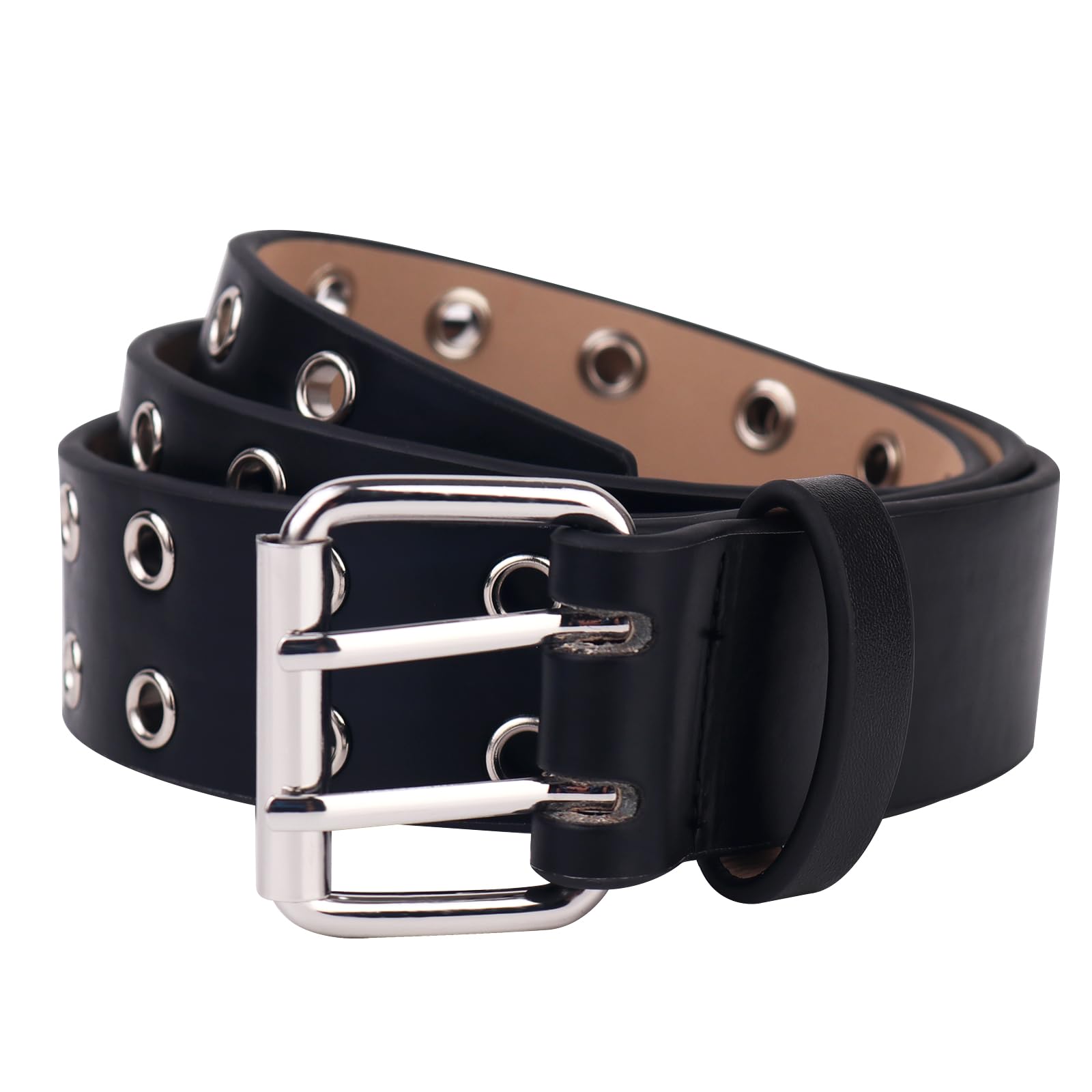 Double Grommet PU Leather Studded Waist Belt for Women & Men - Gothic Punk Fashion Accessory - Perfect for Concerts, Halloween Costumes & Alternative Outfits