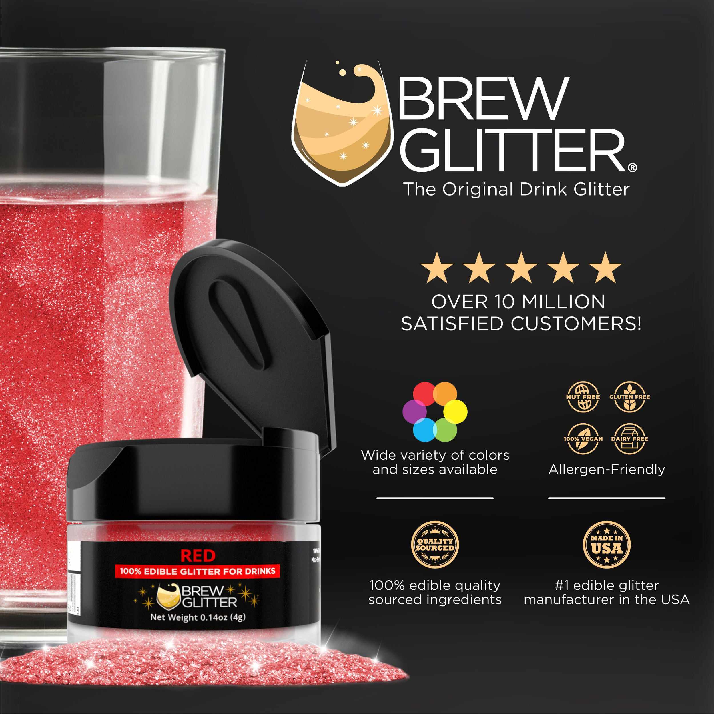 Christmas Candy Cane Brew Glitter Combo Pack - 4 Piece Set for Holiday Baking, Party Decorations & Festive DIY Crafts