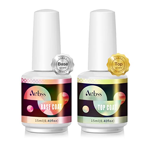 Aubss 15ml Gel Base & Top Coat Set - Long Lasting Shine for Nail Art DIY