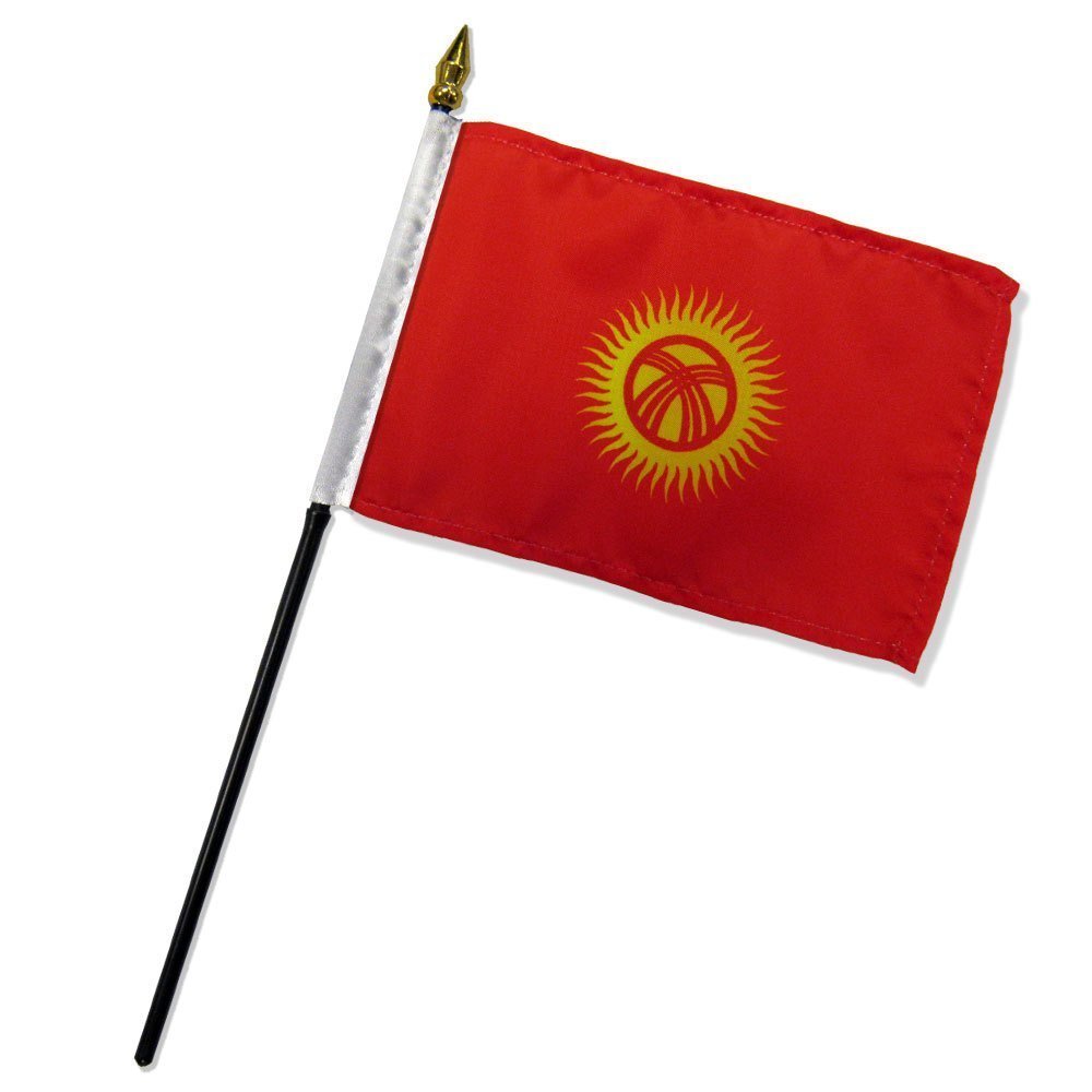 12 Pack 4x6 Inch Kyrgyzstan Mini Desk Stick Flags - No Base Included - Perfect for Office Decor, International Events & Cultural Displays