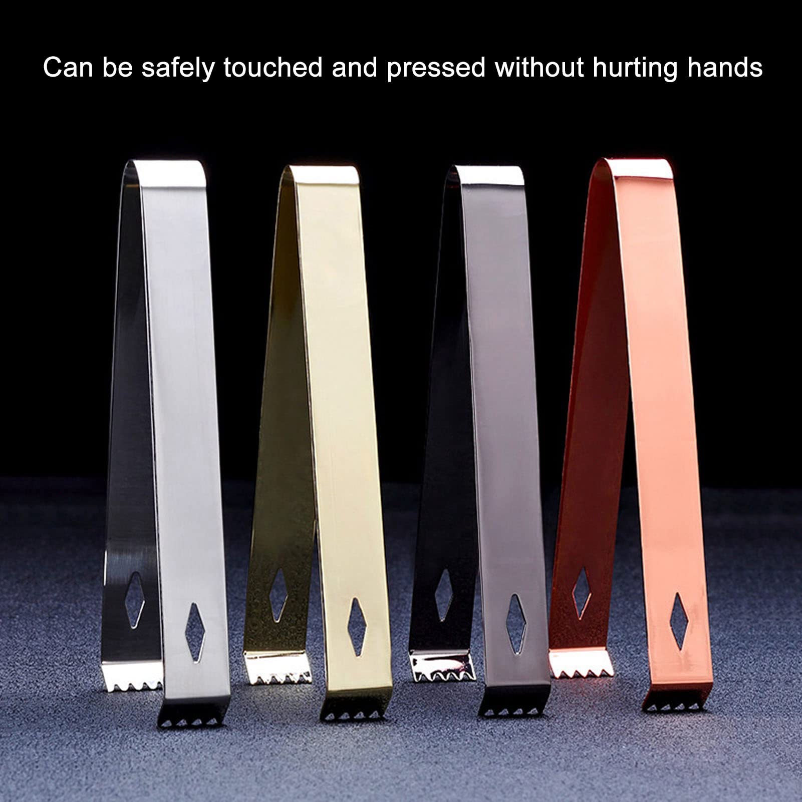 7 Inch Stainless Steel Ice Tongs with Teeth - Gold Cocktail & Sugar Tongs for Ice Bucket, Coffee Bar, Kitchen & Party Serving (Perfect for Cocktails, Appetizers & Ice Cubes)