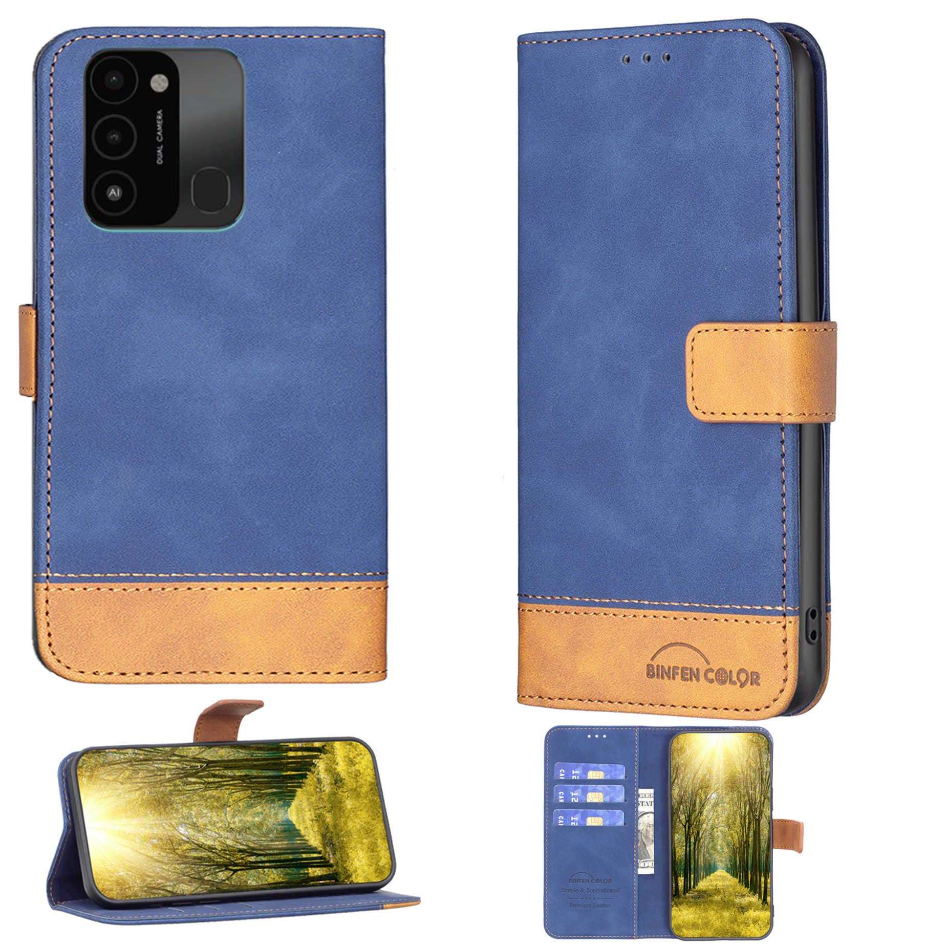 Premium PU Leather Flip Stand Case for Tecno Spark 8c - Magnetic Wallet Phone Cover with Kickstand (Model BF414-LAN) | Perfect for Work, Travel & Hands-Free Viewing