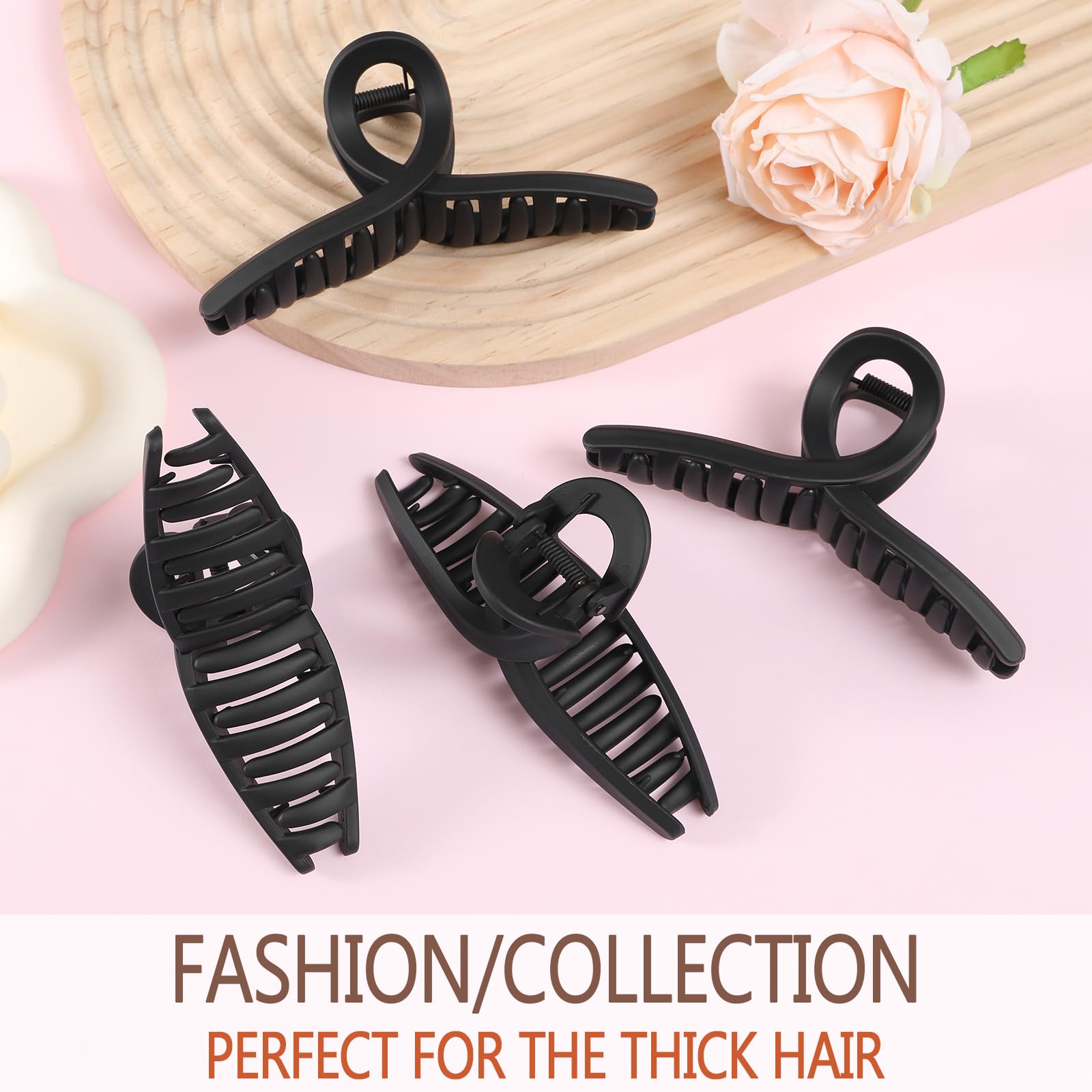 5.1 Inch Extra Large Claw Clips for Thick & Long Hair - 4 Pack XL Jumbo Hair Clips for Women, Matte Non-Slip Strong Hold Jaw Clips - Perfect for Ponytails, Buns & Updos