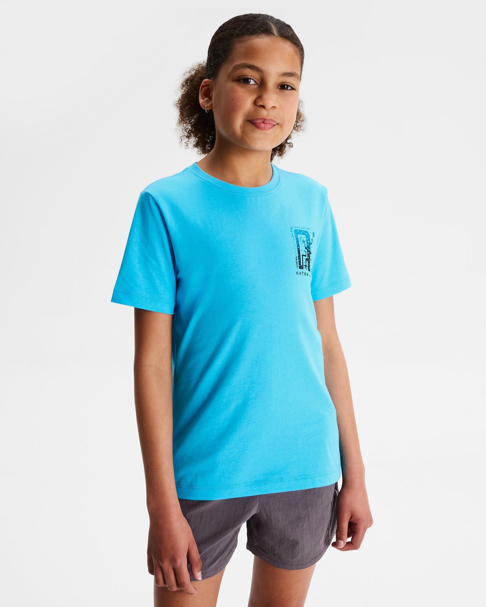 Organic Cotton Girls' Geo Skink T-Shirt - Light Sea Blue | Soft & Comfortable Kids Tee for Playdates, School & Everyday Wear