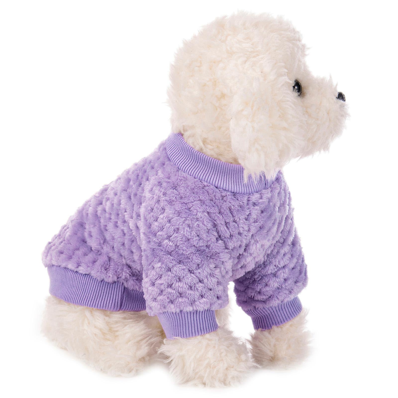 POMIU Warm Soft Flannel Dog Sweater for Small & Medium Dogs & Cats - Cozy Pet Clothes for Winter, Dog Shirt Coat Jacket (Peach, Purple, Rose, Medium) - Perfect for Indoor & Outdoor Winter Walks, Holiday Outfits & Daily Comfort