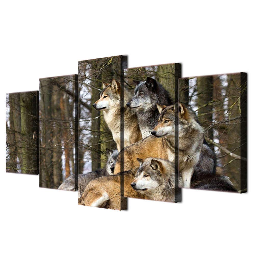 Custom Wolf Pack Canvas Painting - Framed Animal Wall Art Decor for Bathroom, Bedroom & Kitchen | Ready to Hang Modern Home Decor | Perfect for Living Room, Office & Gifts