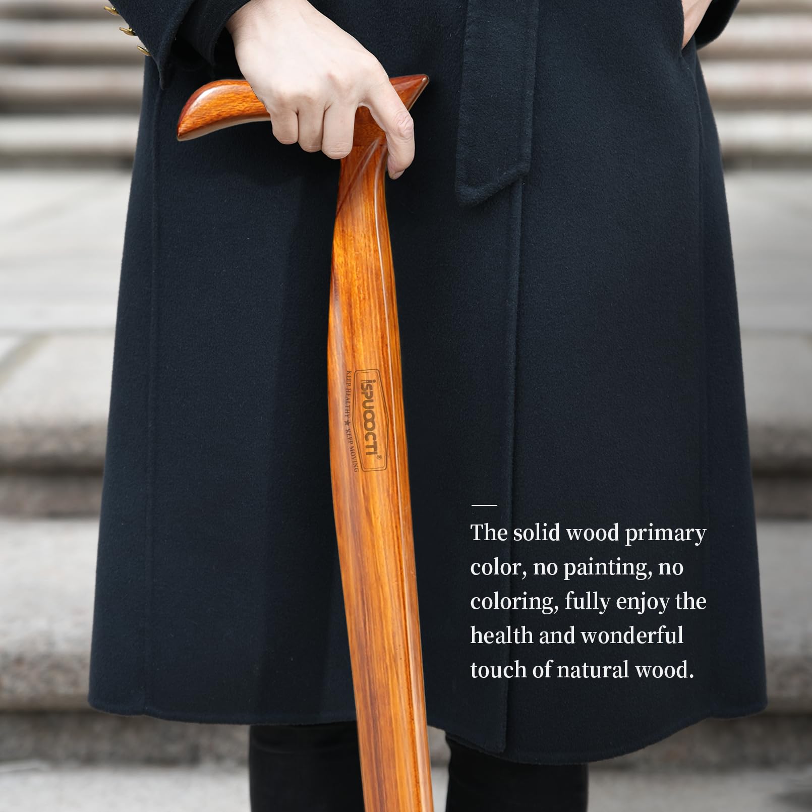 Premium Wooden Walking Cane for Men & Women - Natural Solid Wood Cane with 3 Rubber Tips | Heavy Duty Walking Stick for Seniors | Ergonomic Design with Travel Bag | Perfect for Hiking, Travel & Daily Support