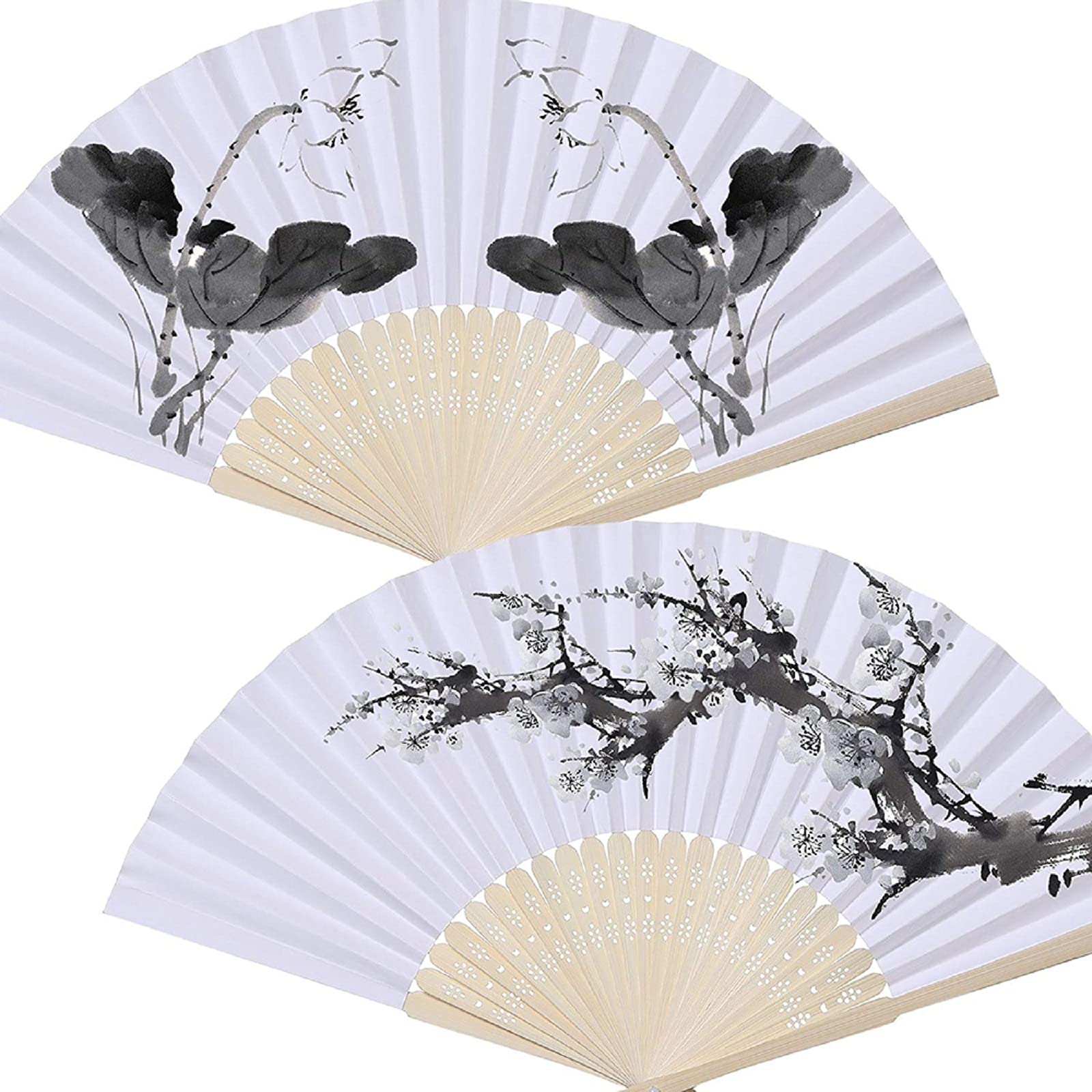 10Pcs DIY Bamboo Handheld Folding Paper Fans - Blank White Foldable Fans for Kids Drawing, Wedding Decor, Dance Parties & Home Decoration - Perfect for Summer Cooling, Arts & Crafts, and Event Decorations