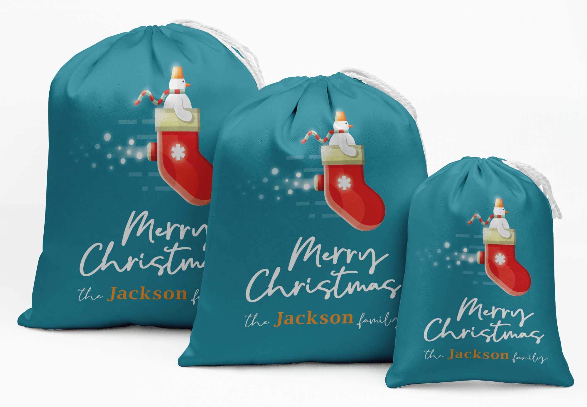 Custom Christmas Gift Pouches - 15pc Blue Party Favor Bags for Candy & Souvenirs