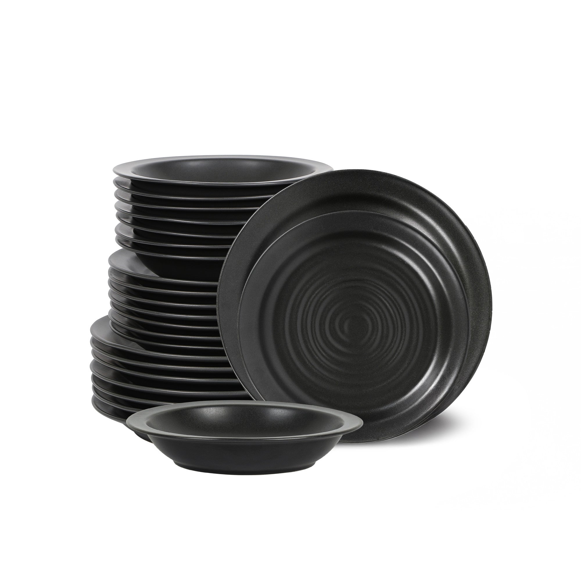 Premium Orbit Stoneware Dinnerware Set - 16-Piece Ceramic Plates, Bowls & Mugs - Durable Charcoal Gray Dinnerware for Everyday Use - Perfect for Family Dinners, Restaurants & Home Entertaining