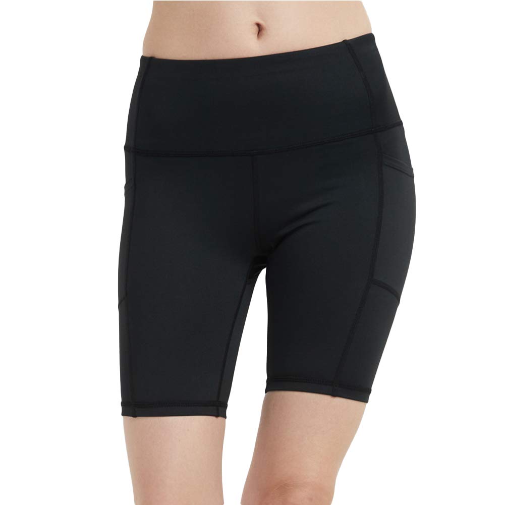 Diffstyle Women's High Waist Stretch Yoga Running Shorts with Pockets - Tummy Control Workout Shorts for Gym, Jogging & Lounge Wear