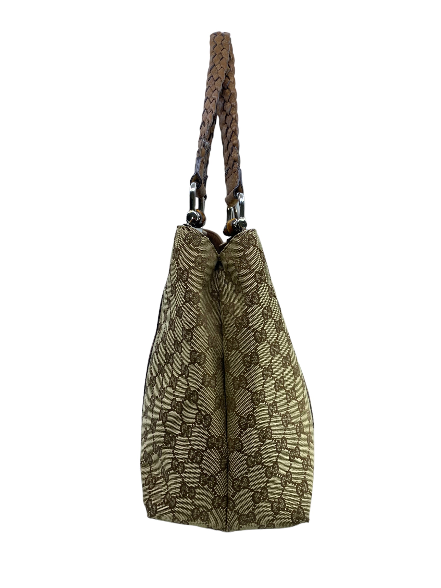 Gucci Bamboo Bar GG Canvas Tote Bag for Women - Luxury Designer Handbag for Work, Travel & Everyday Use