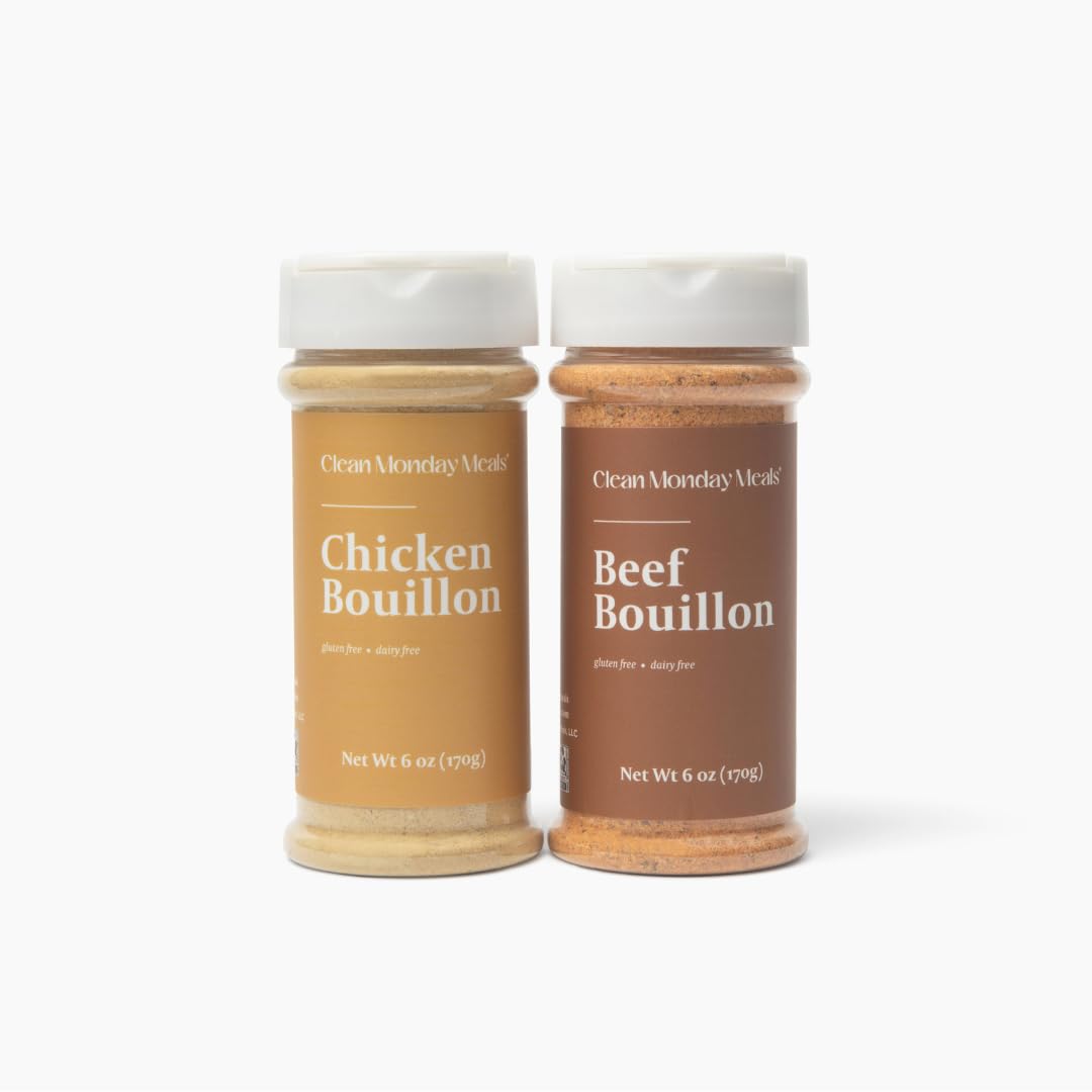 Clean Monday Meals | Gluten-Free Chicken & Beef Bouillon Cubes - No Artificial Flavors or Additives | 2-Pack for Soups, Stews & Cooking | Perfect for Keto, Paleo & Healthy Lifestyles