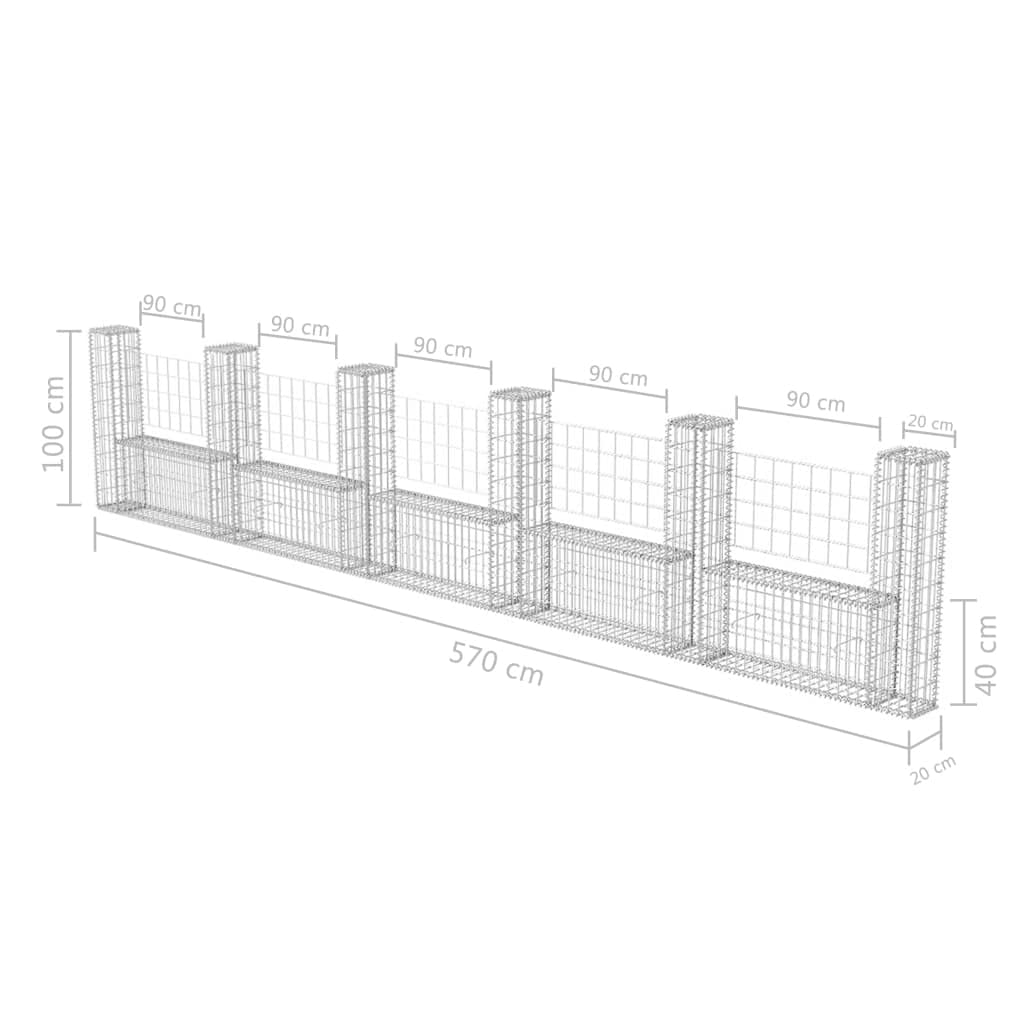 Galvanized Steel U-Shape Gabion Raised Bed Planter - 224.4