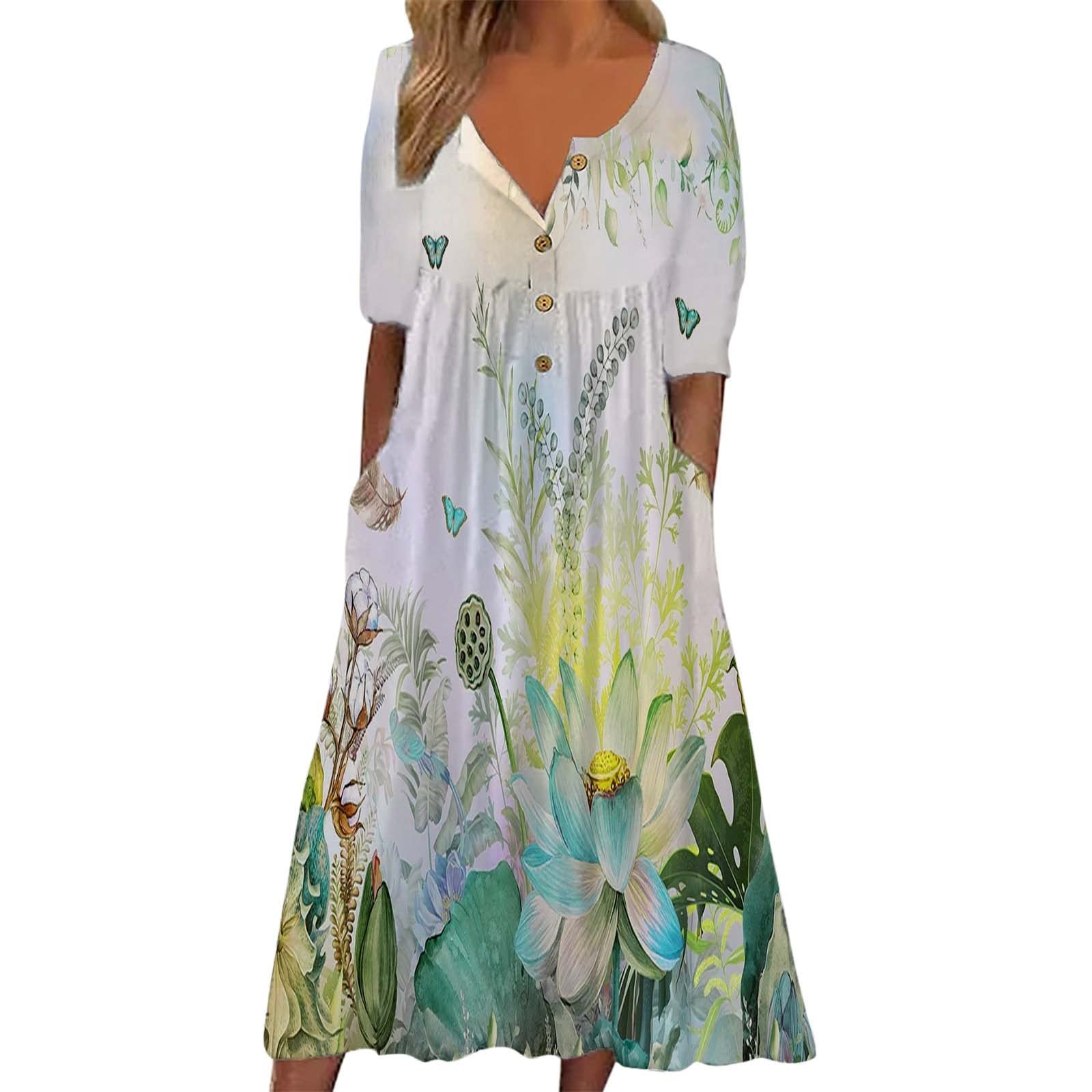 Elegant Floral Long Dress for Women - Vintage Wedding Guest Dress, Cocktail & Party Dress - Perfect for Summer and Fall Occasions
