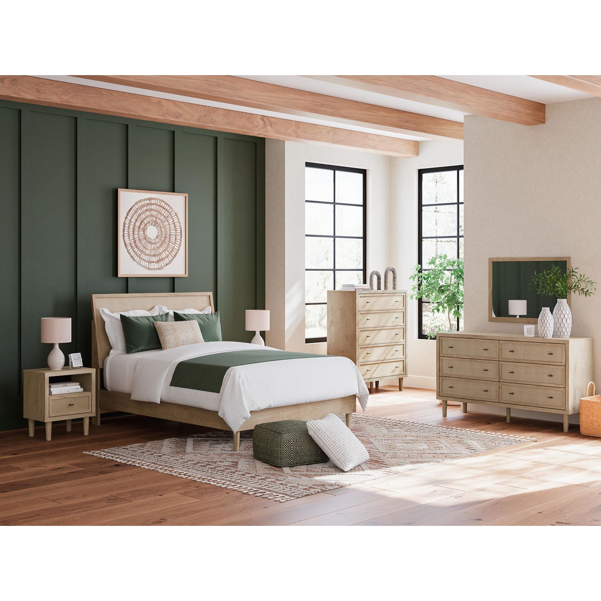 Cielden Modern Platform Bed Frame with Two-Tone Finish - Queen Size Wooden Bed for Bedroom, Living Room, or Guest Room