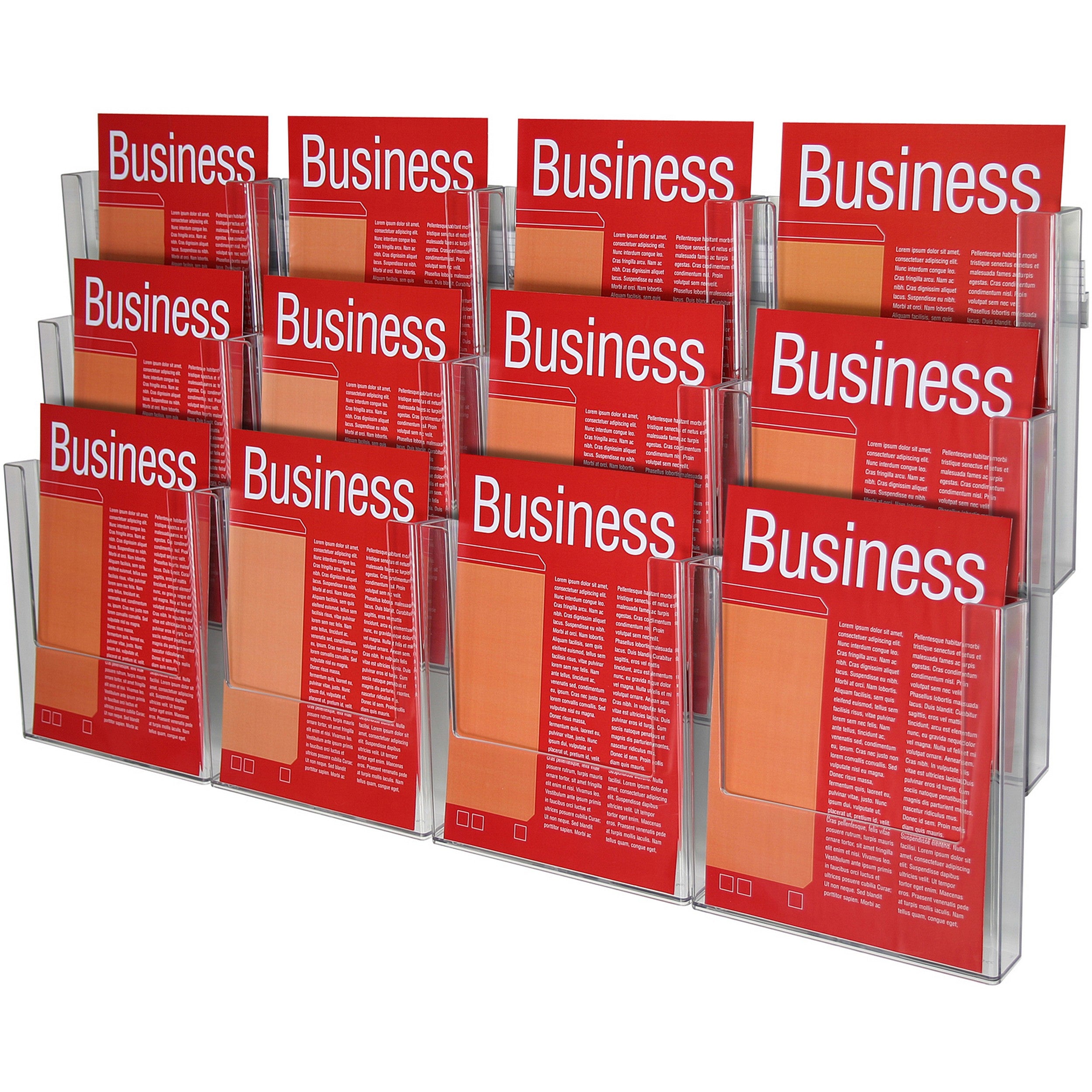 A4 Wall Mount Brochure Holder - 12 Pocket Vertical Document Organizer for Office, Restaurant, Hotel & Retail Display - Perfect for Flyers, Menus & Brochures