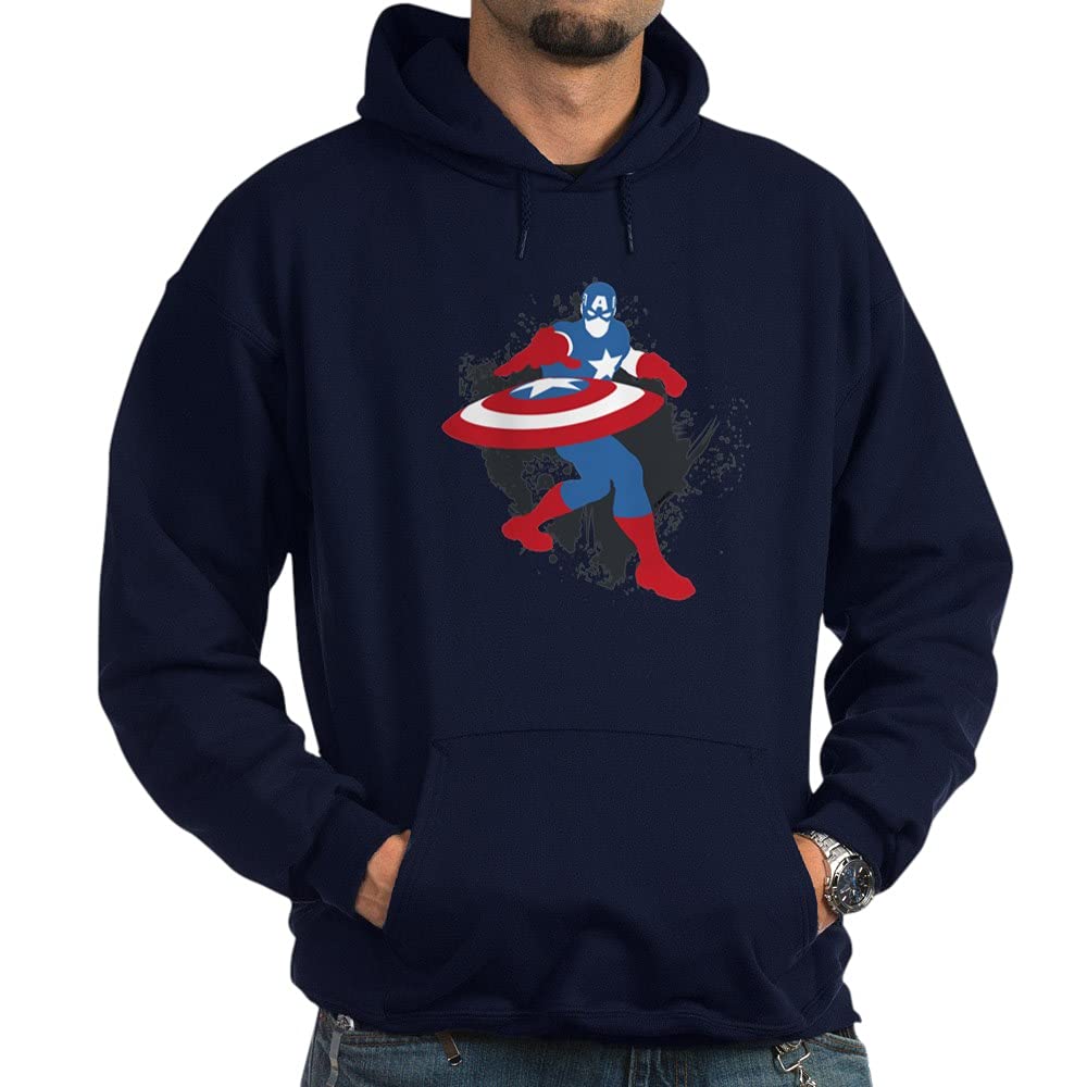 Captain America Minimalist Hoodie Sweatshirt - Marvel Superhero Graphic Pullover for Men & Women | Casual Wear, Cosplay & Comic Con Outfits