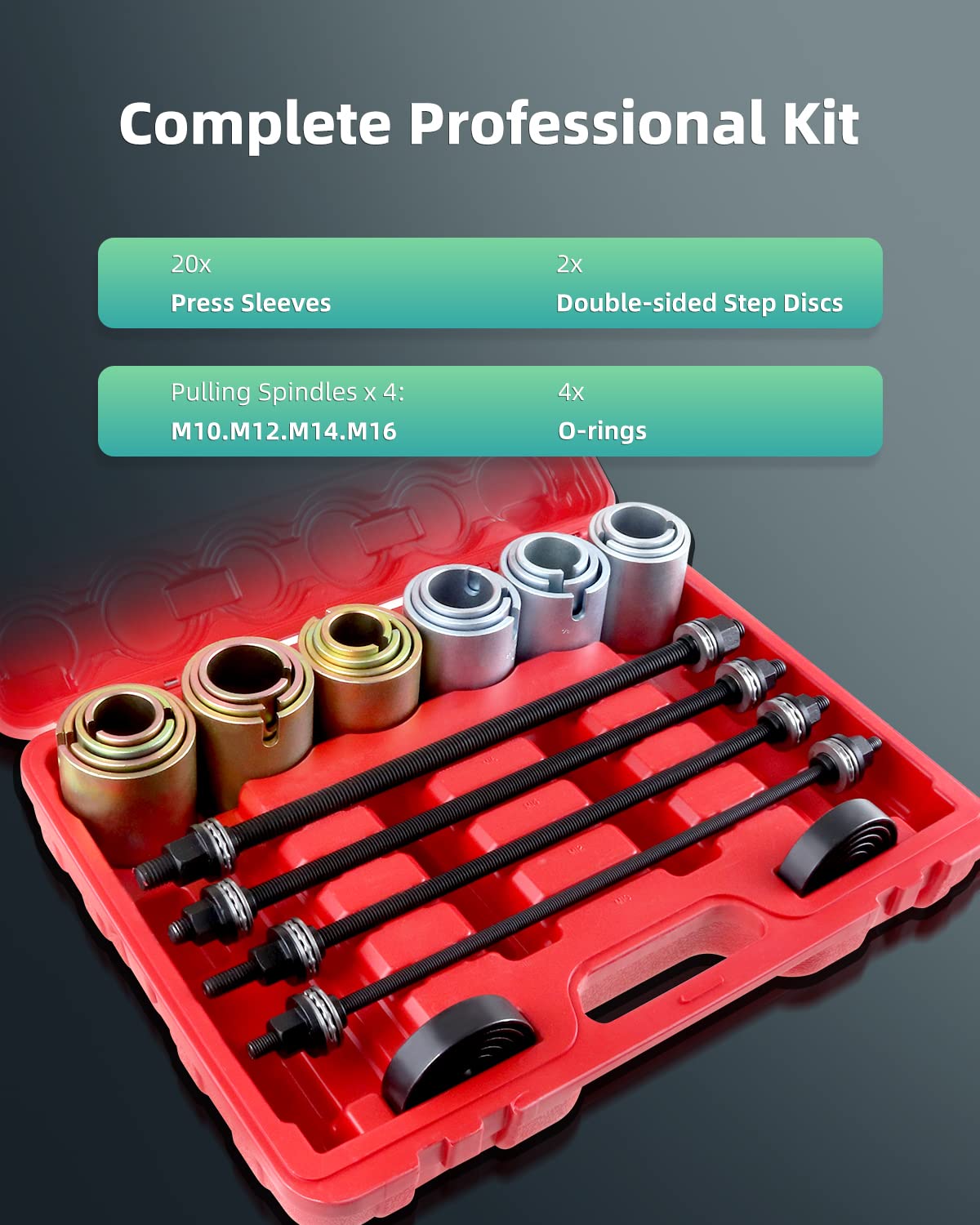 SCITOO Universal Press and Pull Sleeve Kit for Car, LCV & HGV Engines - Bearing Removal & Installation Tool Set for Bushes, Bearings - Perfect for Auto Repair Shops & DIY Mechanics
