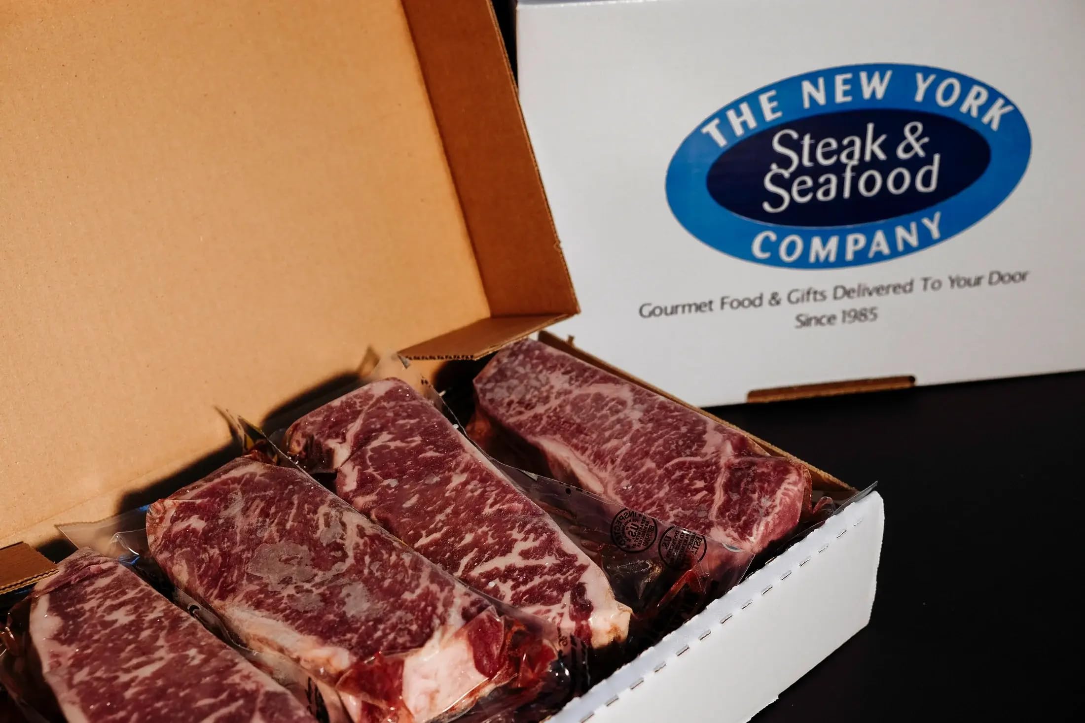 USDA Prime New York Strip Steak - Hand-Cut, Trimmed, 16 oz (2 Steaks) - Premium Frozen Beef for Grilling, BBQ & Fine Dining