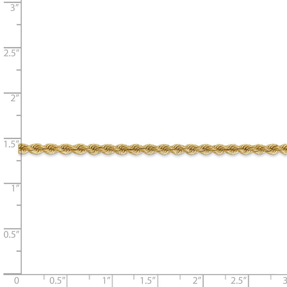 14k Yellow Gold Black Bow 2.75mm Handmade Solid Rope Chain Necklace for Everyday Elegance and Special Occasions