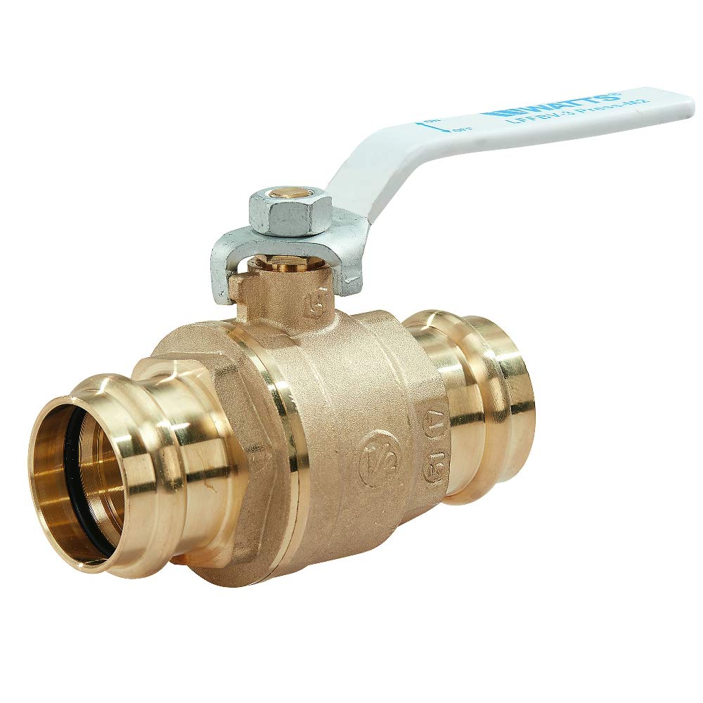 Lead-Free 2-Piece Brass Press Ball Valve (2 Inch) - Watts 88005498 LFFBV-3-PRESS-M2 with Press Fitting End Connection - Ideal for Plumbing, HVAC & Water Supply Systems
