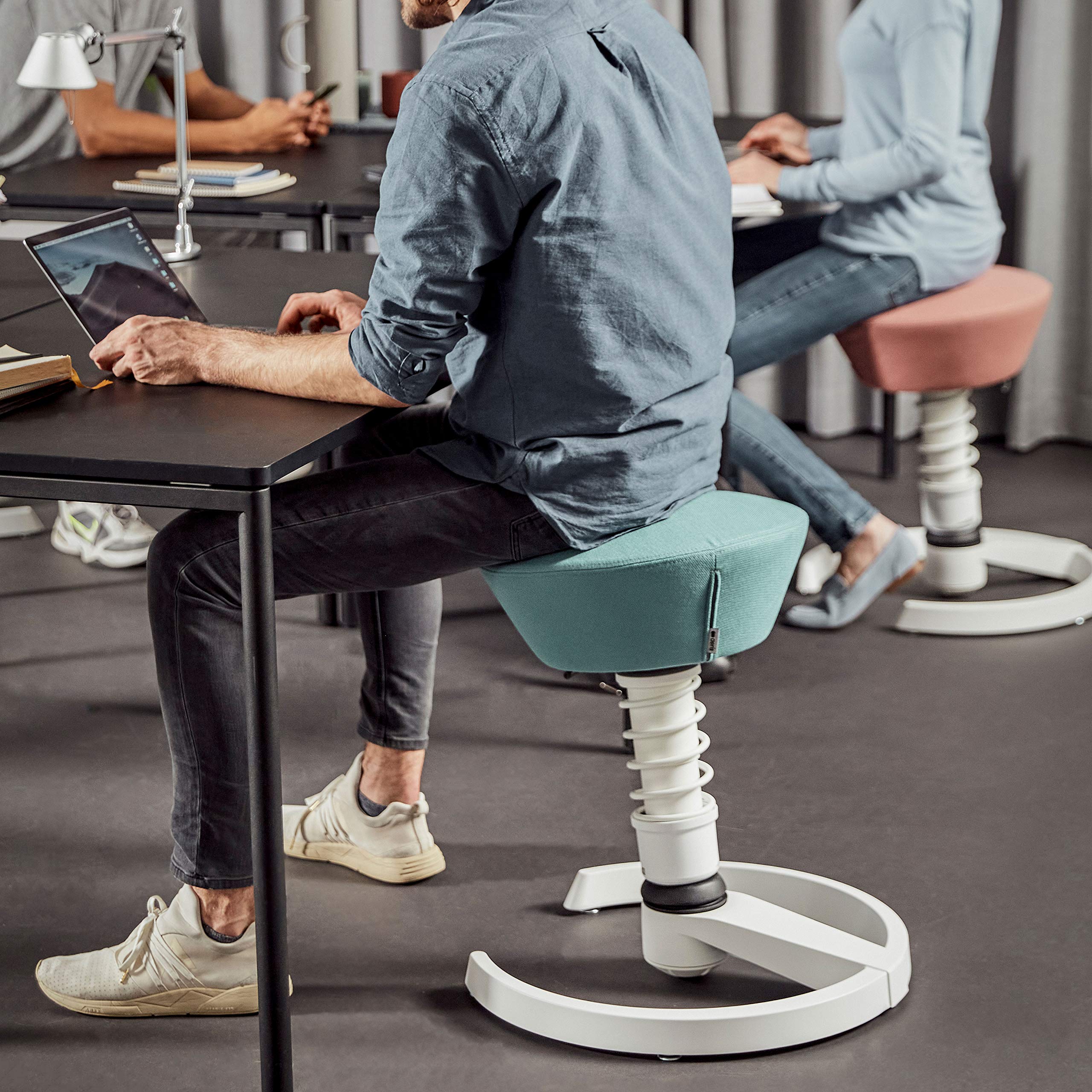 Aeris Swopper New Edition Ergonomic Stool - Dynamic Office Chair for Back Support & Posture Correction - Height Adjustable (17.7-23.2 inches) Spring Stool with Active Sitting Technology - Perfect for Home Office, Standing Desks & Workplace Wellness