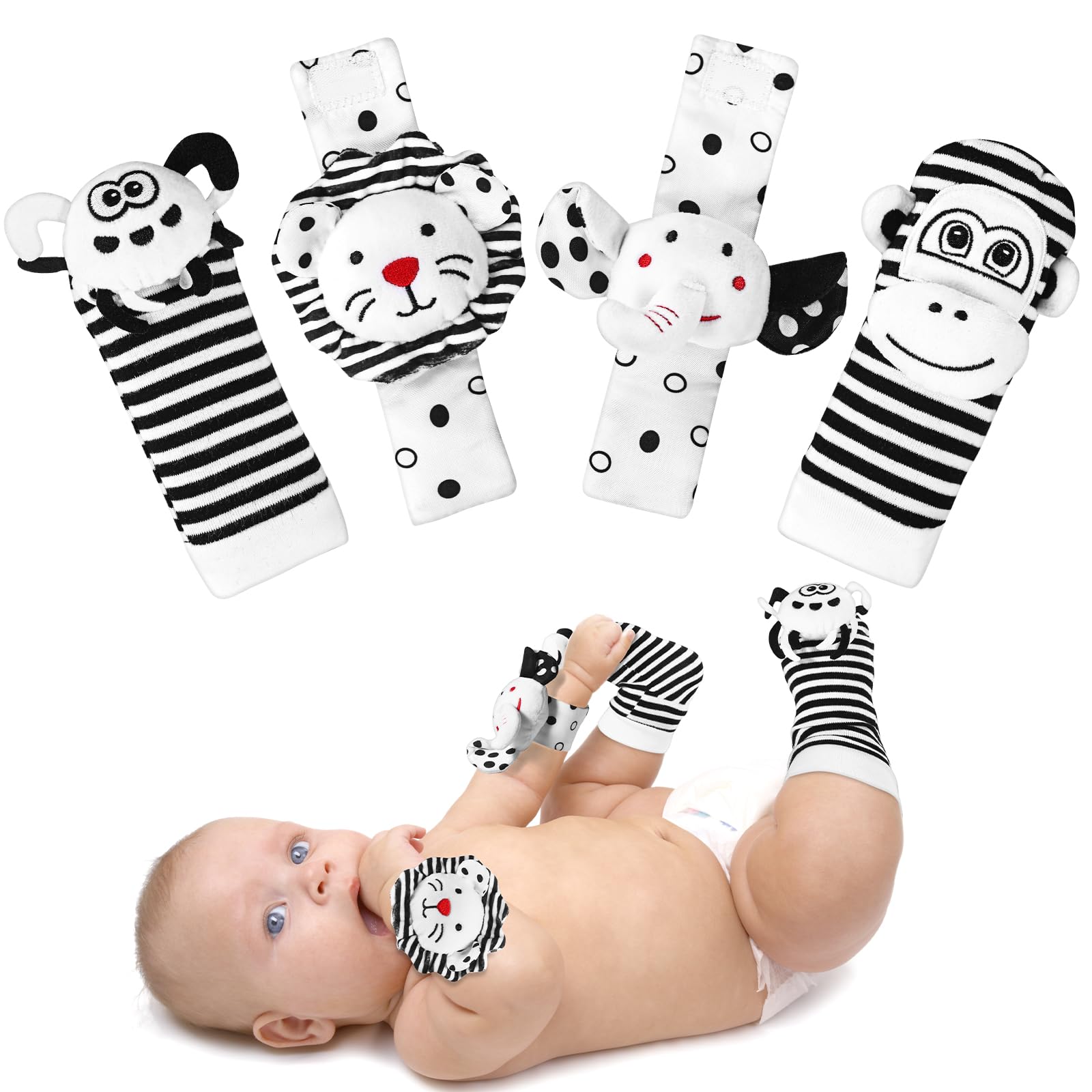 High Contrast Baby Socks & Rattles Toys 0-12 Months - Newborn Sensory Gifts for Playtime