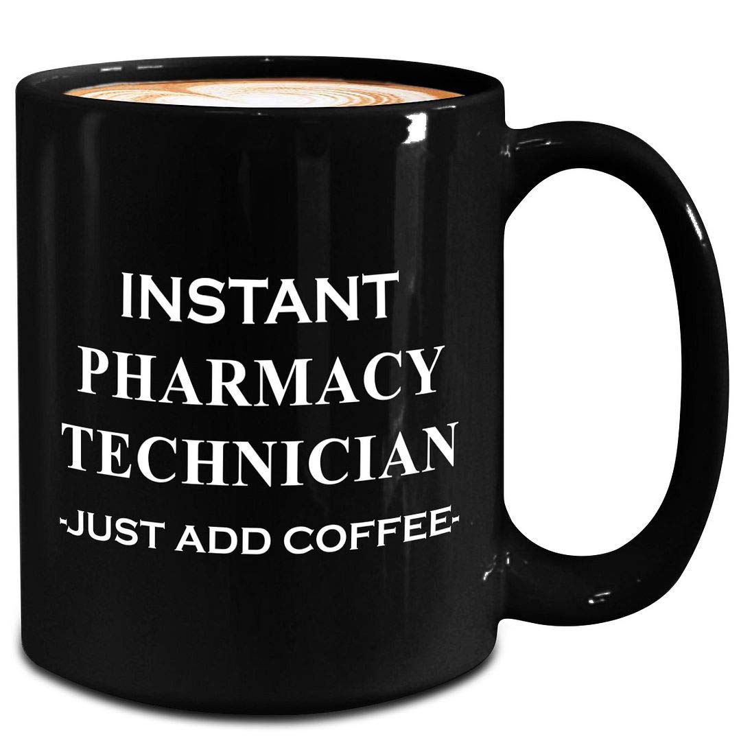 15oz Black Ceramic Coffee Mug for Pharmacy Technicians - Funny CPhT Pharmacist Assistant Gift Idea - Perfect for NHA ExCPT Exam Success & Workplace Appreciation - Great for Coffee, Tea or Office Use