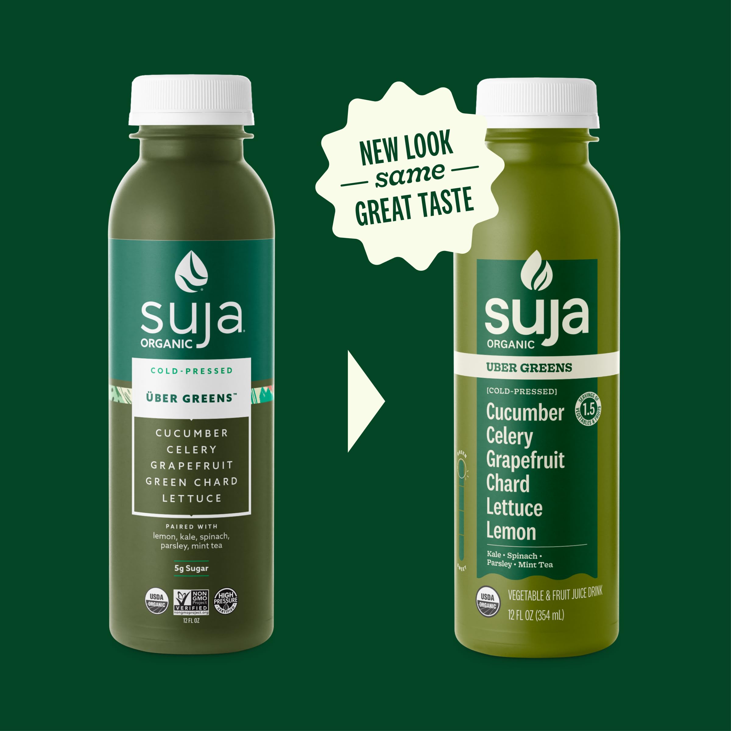 Organic Uber Greens Juice by Suja - Cold Pressed, 12 Fl Oz Bottle (Pack of 1) - Detox & Energy Boost for Active Lifestyles - Perfect for Post-Workout Recovery & Morning Wellness Routine