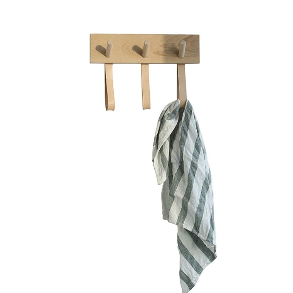 Nordic Style Solid Wood Coat Rack - Wall Mounted Door Hanger with Hooks for Jackets, Keys & Accessories | Decorative Storage Solution for Entryway, Bedroom & Hallway (Wood Color, 3-Hook)