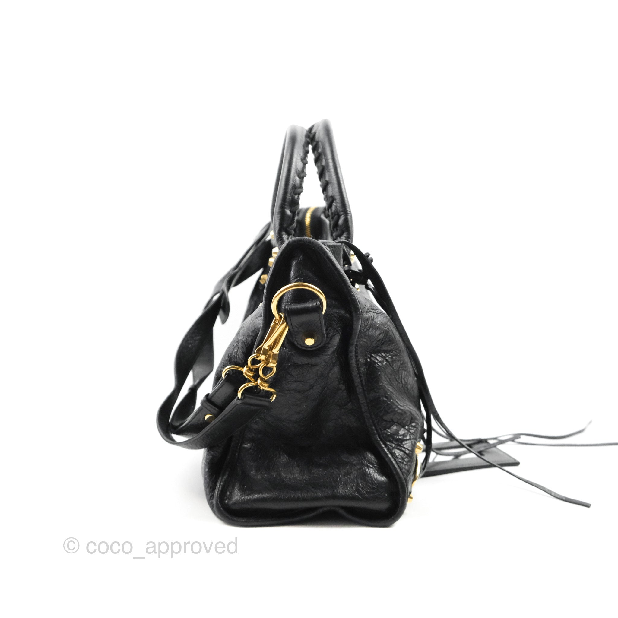 Balenciaga Classic City Bag in Black Calfskin with Gold Hardware - Luxury Handbag for Women, Perfect for Work, Travel & Everyday Use