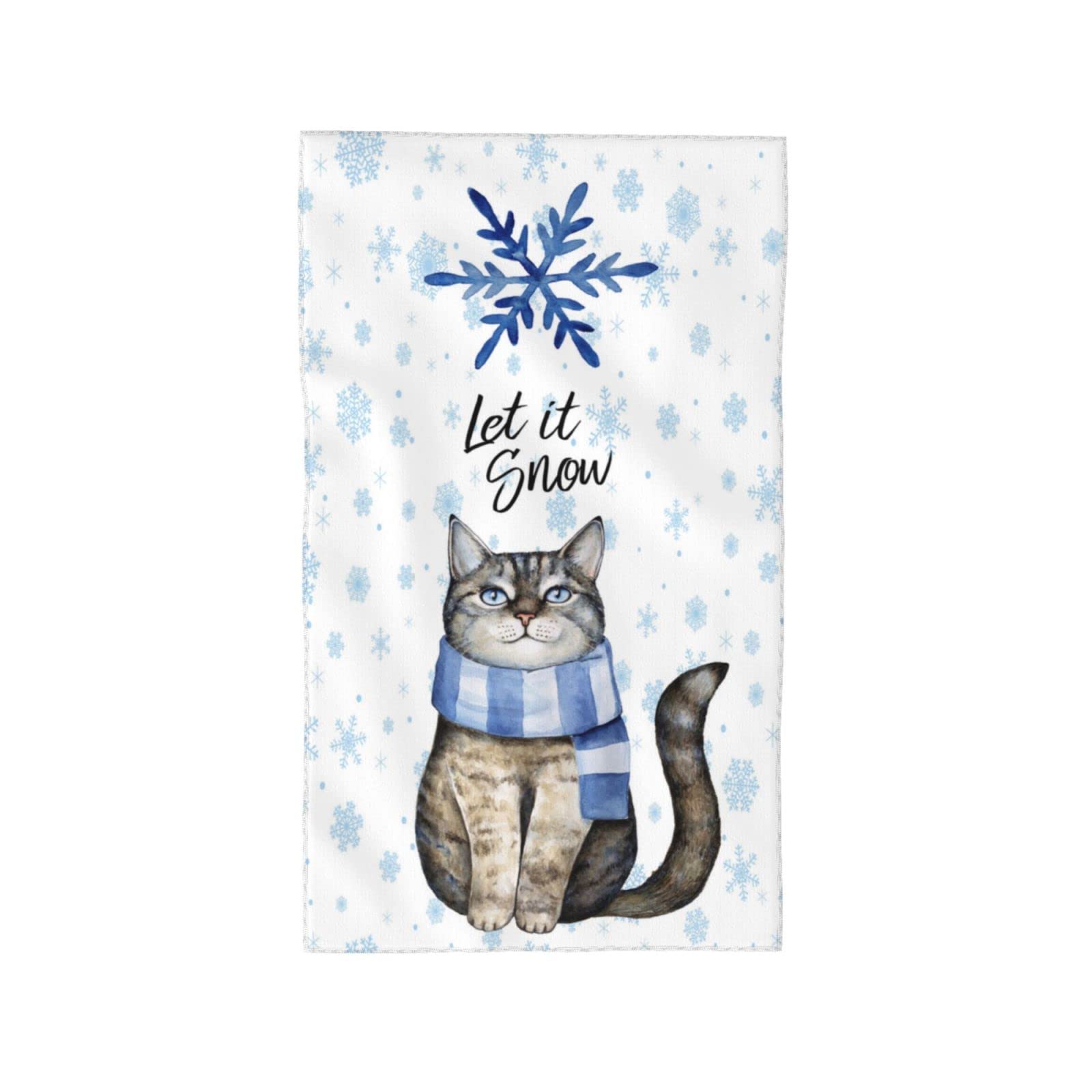 Soft Absorbent Winter Snowflake Cat Hand Towel - Cute Bathroom Towel for Bath, Gym, Spa | Perfect for Home Decor & Gift Giving