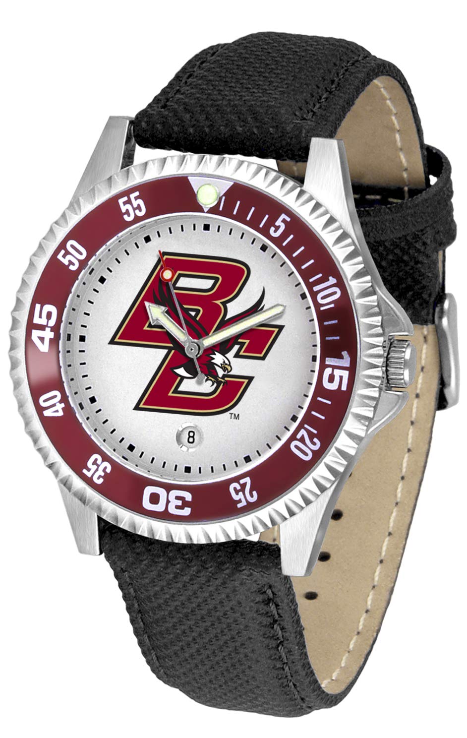 SunTime Boston College Eagles Men's Competitor Watch with Genuine Leather Band - Stylish Sports Watch for Game Day & Campus Life