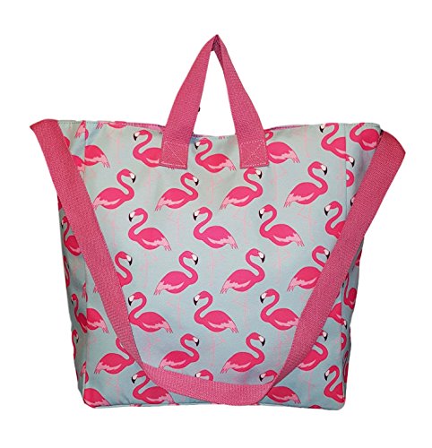 101 Beach Flamingo 2-in-1 Convertible Large Tote Bag with Custom Embroidery - Pink Flamingo Design for Women | Perfect for Beach Trips, Poolside Lounging & Summer Vacations