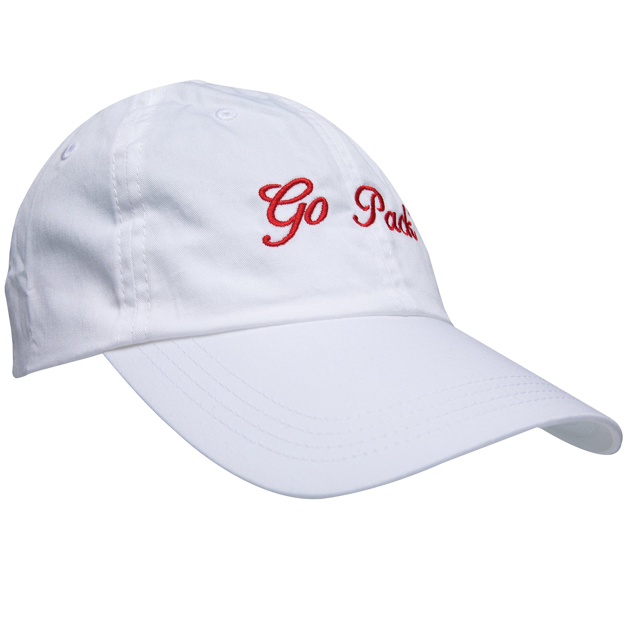 Go Pack Vintage Script Cotton Hat - White | Stylish & Comfortable Baseball Cap for Men & Women | Perfect for Sports, Outdoor Activities & Casual Wear