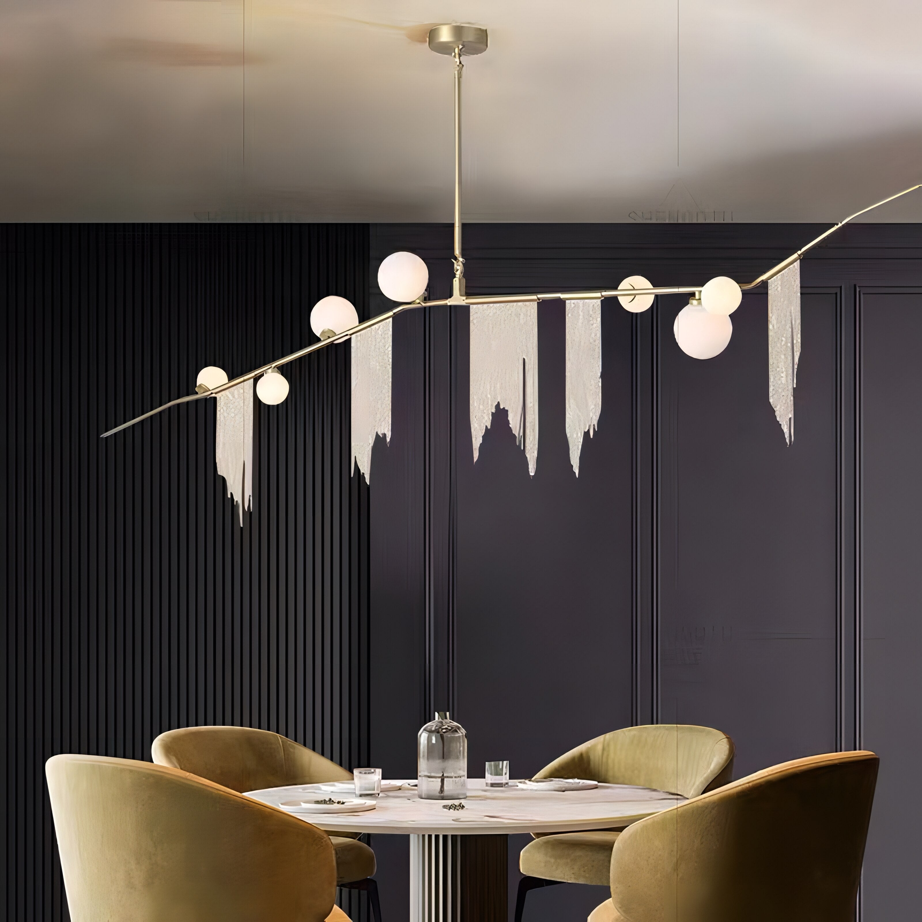 Elegant Tassel Chandelier - Crystal Beaded Ceiling Light Fixture for Dining Room, Bedroom, Living Room Decor | Vintage Style Pendant Lighting for Home & Wedding