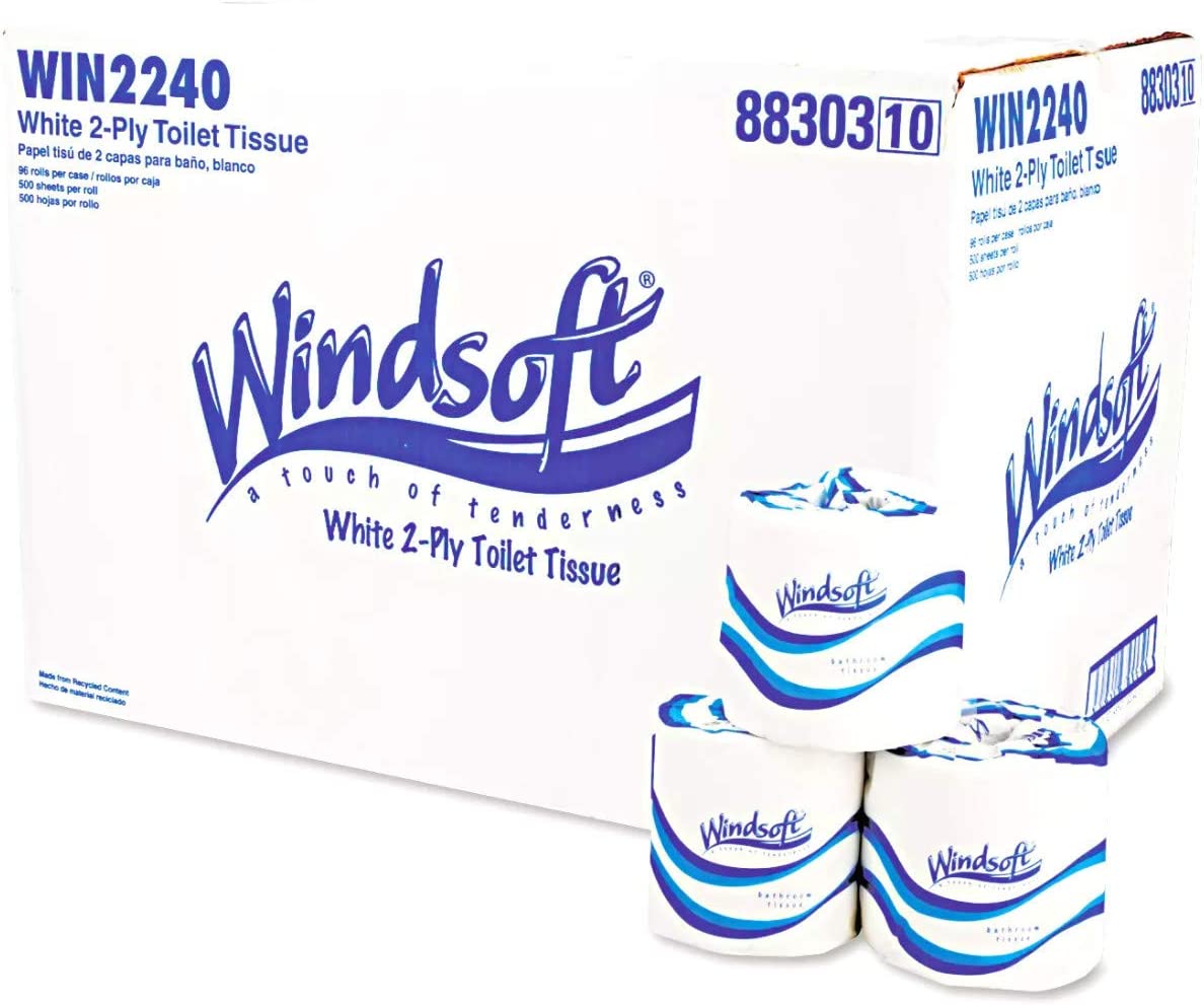 Windsoft Premium Embossed 2-Ply Bathroom Tissue, 96 Rolls per Case - Ultra Soft & Strong Toilet Paper for Home, Office & Commercial Use